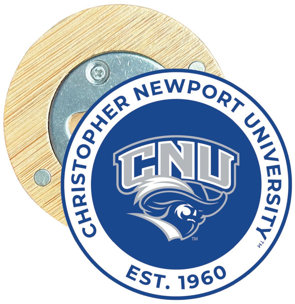 Christopher Newport Captains Round Wood Magnetic Bottle Opener 2.5