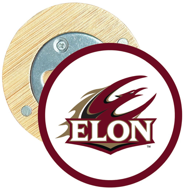 Elon University Round Wood Magnetic Bottle Opener 2.5" Officially Licensed Collegiate Product 4-Pack