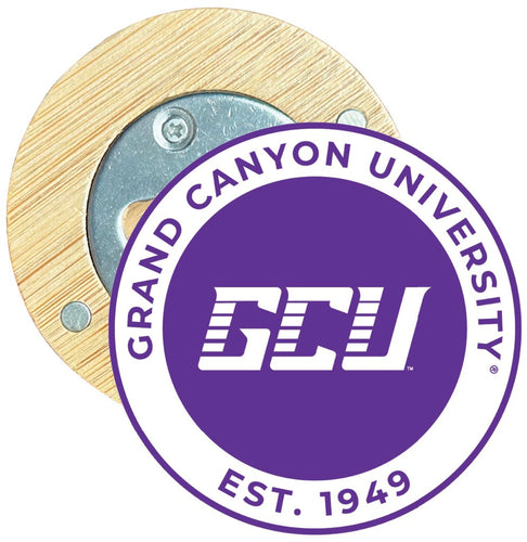 Grand Canyon University Lopes Round Wood Magnetic Bottle Opener 2.5