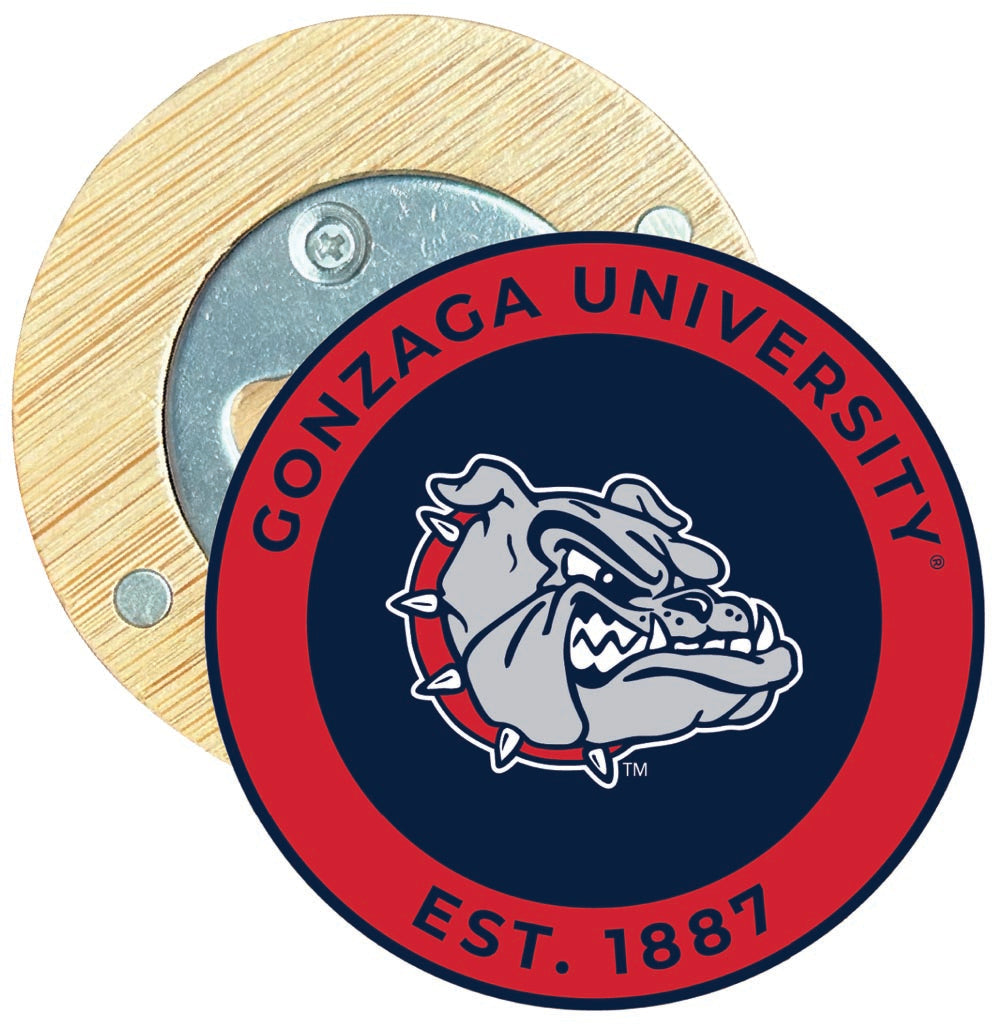 Gonzaga Bulldogs Round Wood Magnetic Bottle Opener 2.5