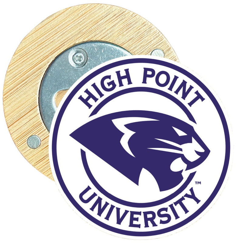 High Point University Round Wood Magnetic Bottle Opener 2.5" Officially Licensed Collegiate Product 2-Pack