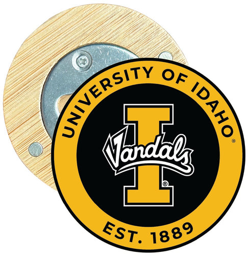Idaho Vandals Round Wood Magnetic Bottle Opener 2.5