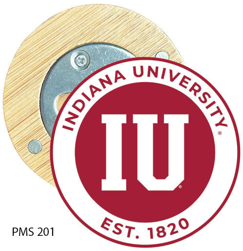 Indiana Hoosiers Round Wood Magnetic Bottle Opener 2.5" Officially Licensed Collegiate Product Single