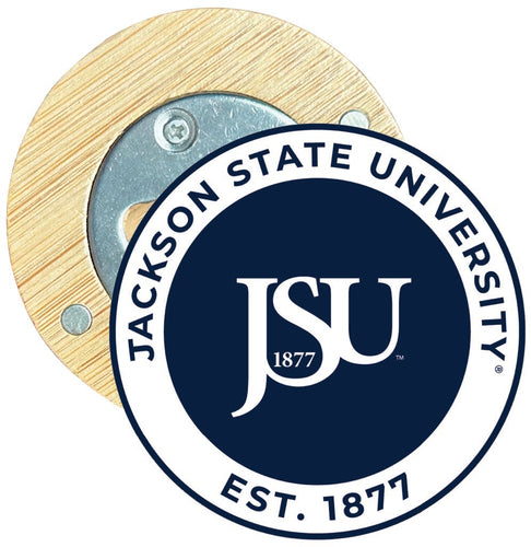 Jackson State University Round Wood Magnetic Bottle Opener 2.5