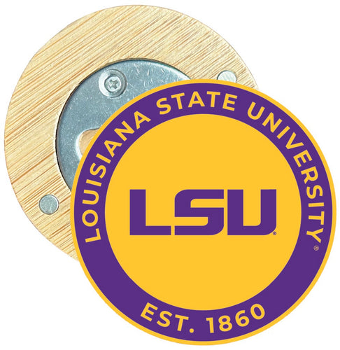LSU Tigers Round Wood Magnetic Bottle Opener 2.5