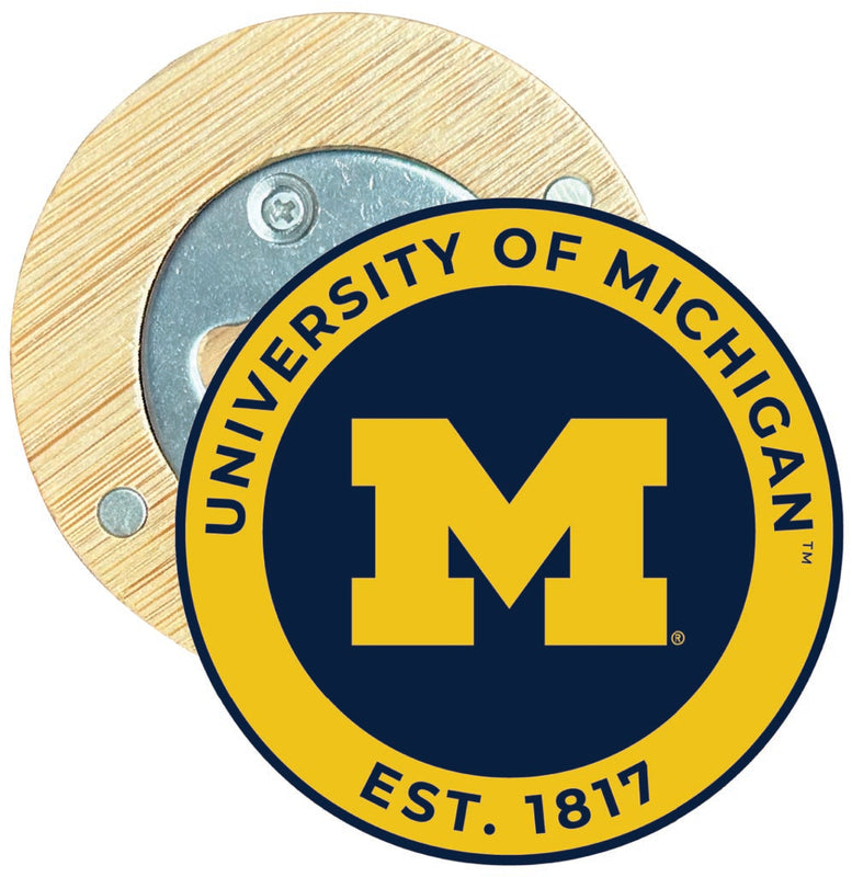 Michigan Wolverines Round Wood Magnetic Bottle Opener 2.5" Officially Licensed Collegiate Product Single