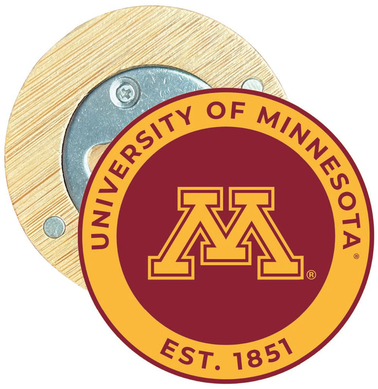 Minnesota Gophers Round Wood Magnetic Bottle Opener 2.5" Officially Licensed Collegiate Product