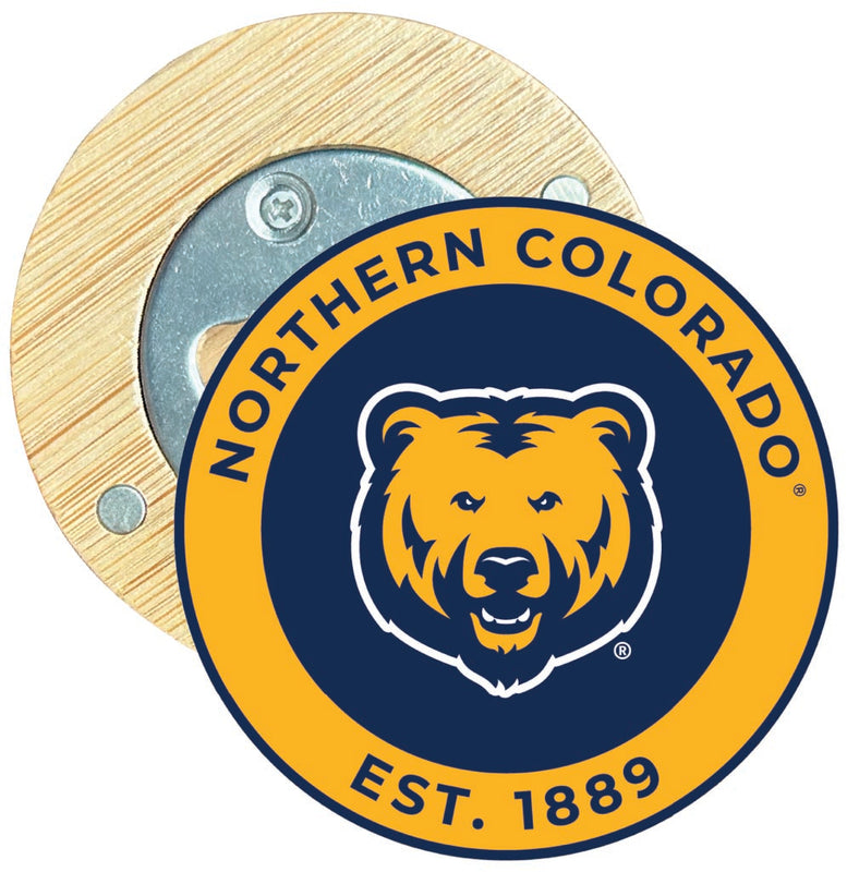 Northern Colorado Bears Round Wood Magnetic Bottle Opener 2.5" Officially Licensed Collegiate Product