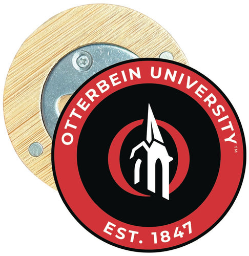 Otterbein University Round Wood Magnetic Bottle Opener 2.5