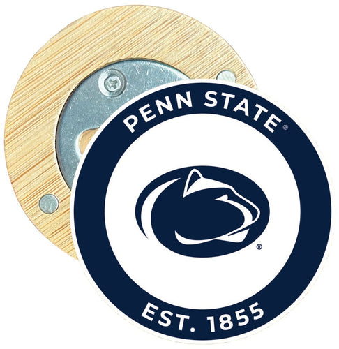 Penn State Nittany Lions Round Wood Magnetic Bottle Opener 2.5