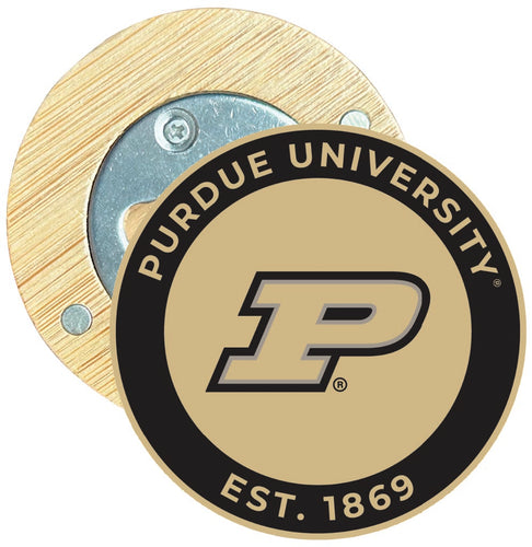Purdue Boilermakers Round Wood Magnetic Bottle Opener 2.5
