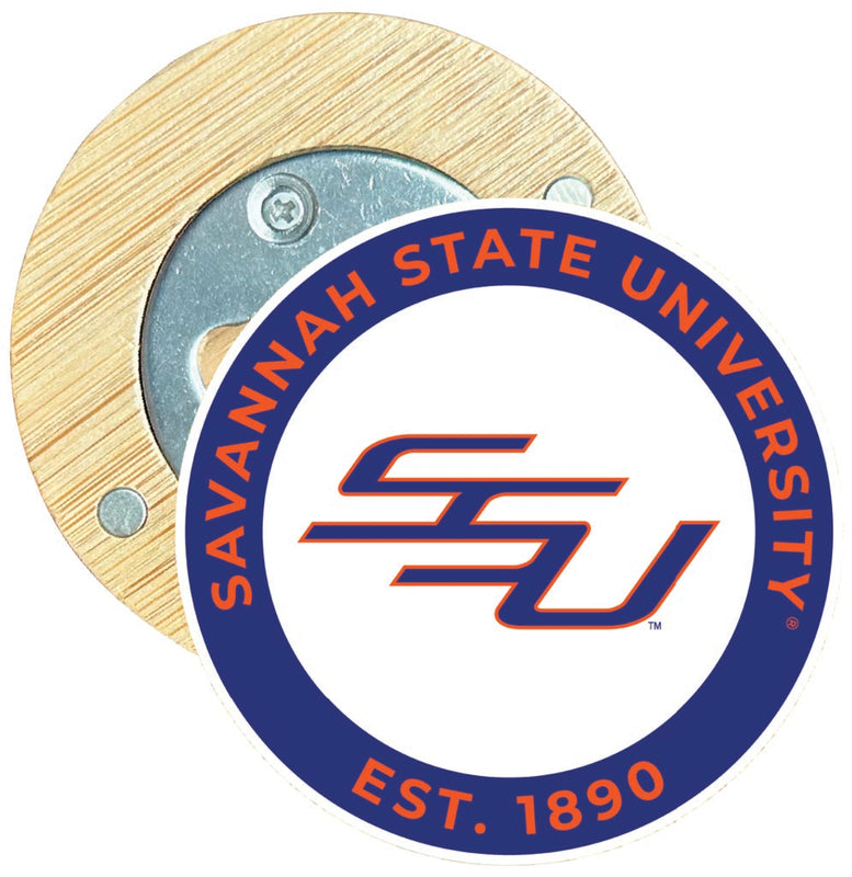 Savannah State University Round Wood Magnetic Bottle Opener 2.5" Officially Licensed Collegiate Product Single