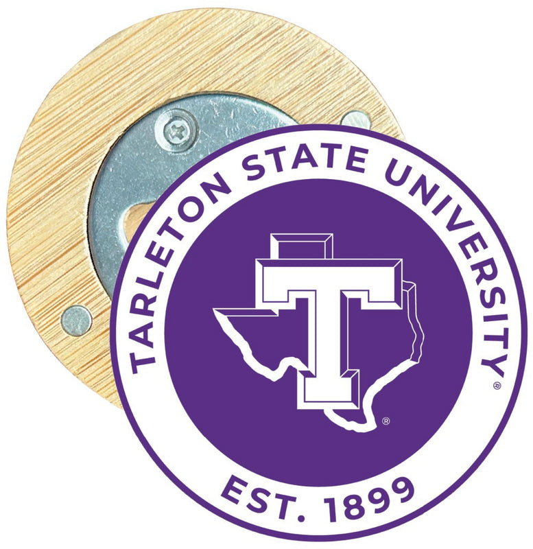 Tarleton State University Round Wood Magnetic Bottle Opener 2.5" Officially Licensed Collegiate Product