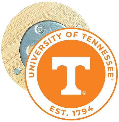 Tennessee Knoxville Volunteers Round Wood Magnetic Bottle Opener 2.5