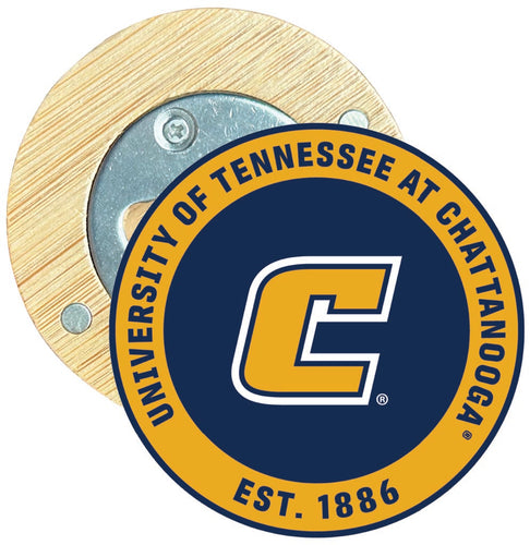 University of Tennessee at Chattanooga Round Wood Magnetic Bottle Opener 2.5