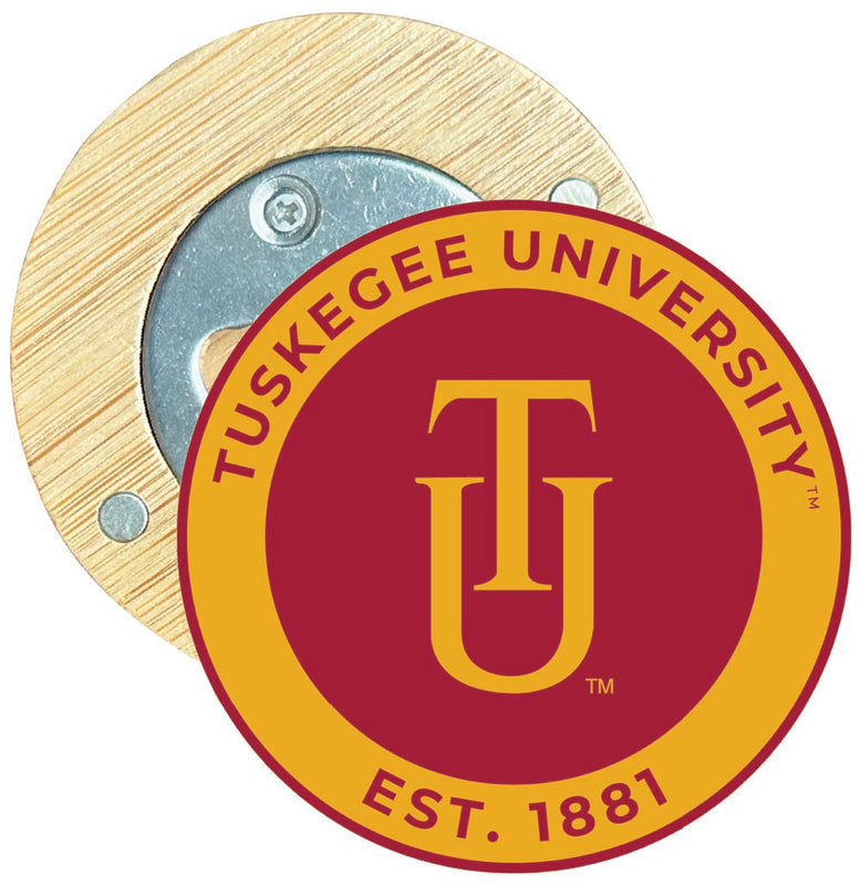 Tuskegee University Round Wood Magnetic Bottle Opener 2.5" Officially Licensed Collegiate Product Single