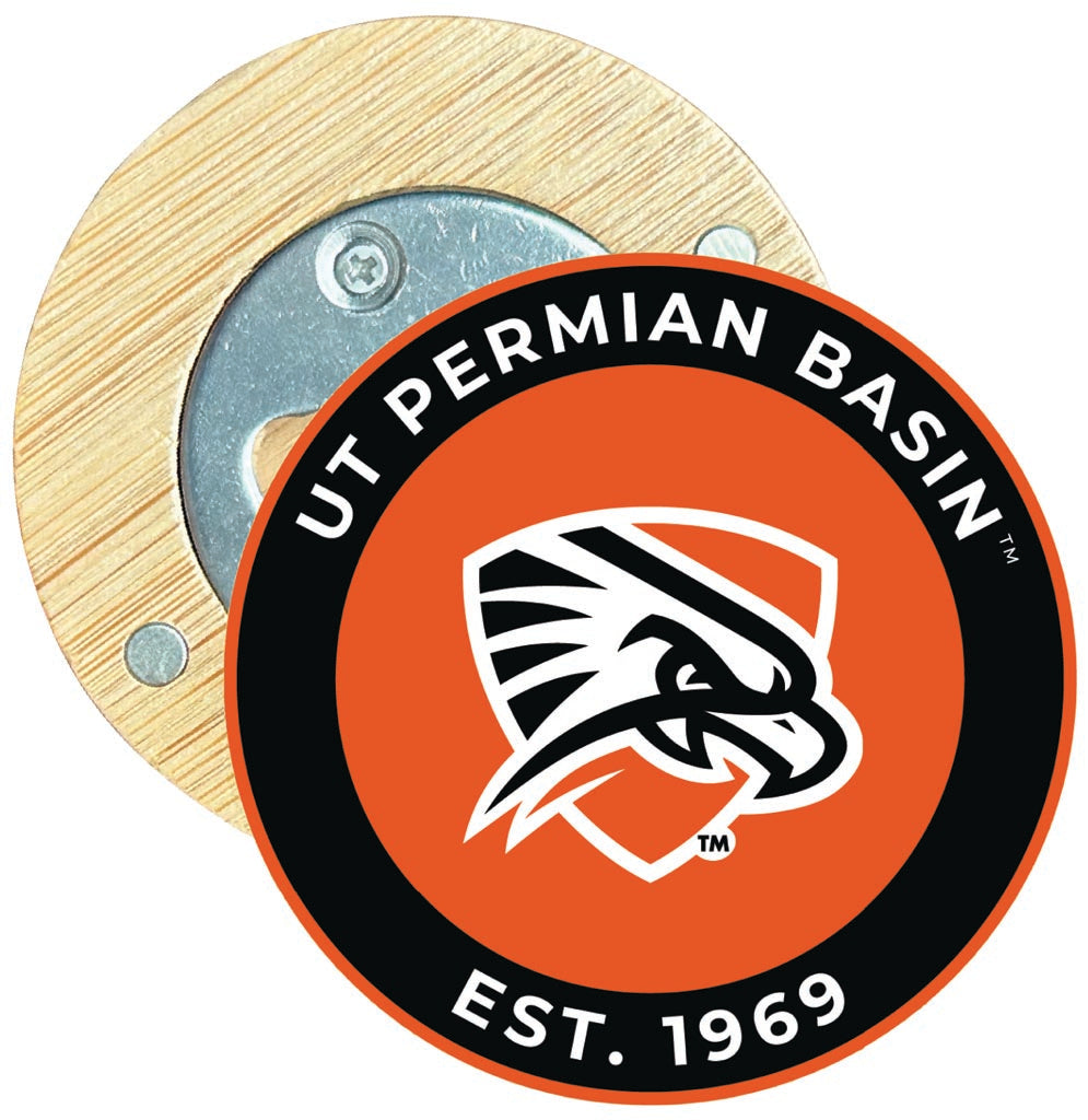 University of Texas of the Permian Basin Round Wood Magnetic Bottle Opener 2.5