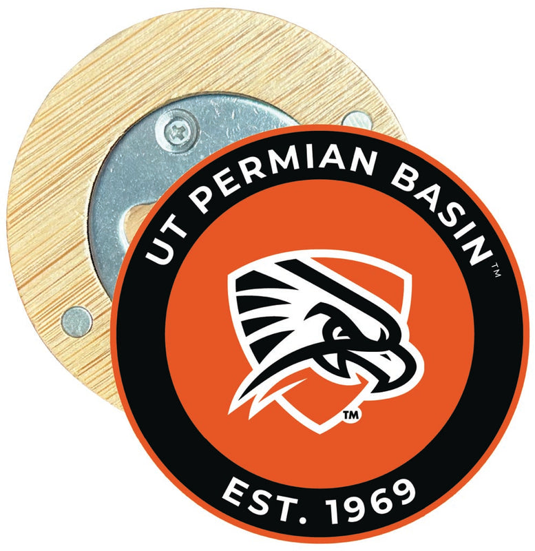 University of Texas of the Permian Basin Round Wood Magnetic Bottle Opener 2.5" Officially Licensed Collegiate Product Single