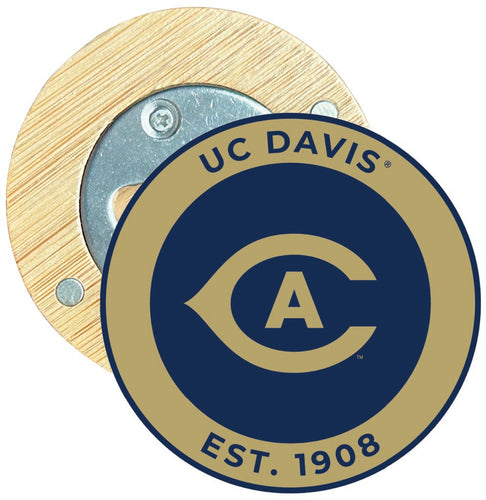 UC Davis Aggies Round Wood Magnetic Bottle Opener 2.5