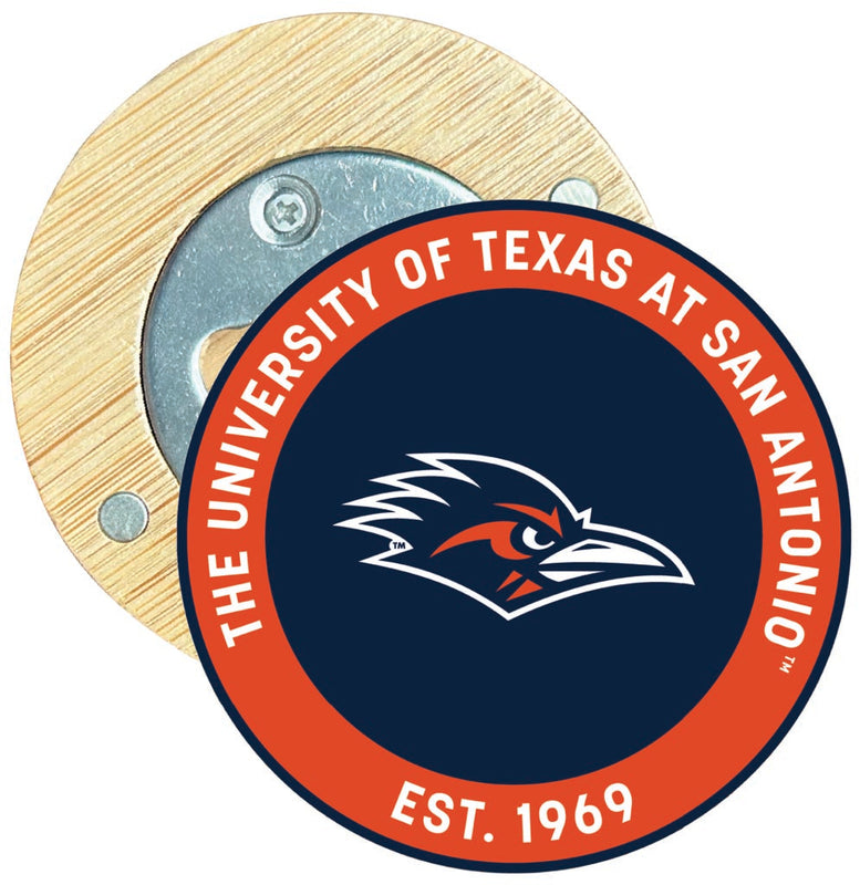 UTSA Road Runners Round Wood Magnetic Bottle Opener 2.5" Officially Licensed Collegiate Product Single
