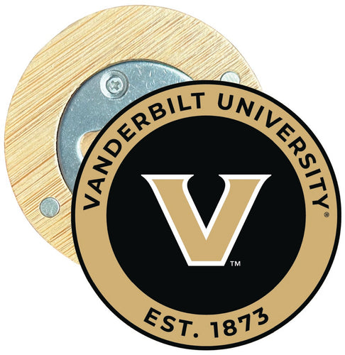 Vanderbilt University Round Wood Magnetic Bottle Opener 2.5