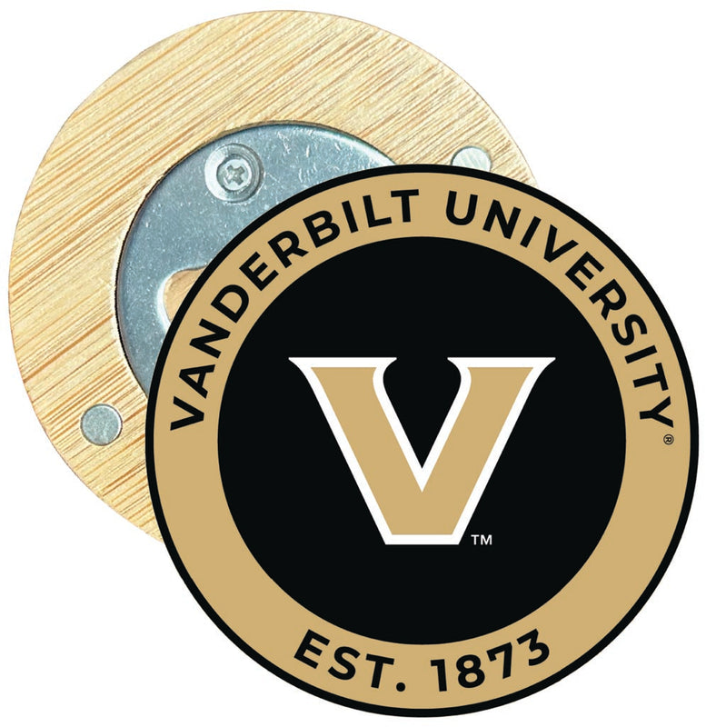 Vanderbilt University Round Wood Magnetic Bottle Opener 2.5" Officially Licensed Collegiate Product Single