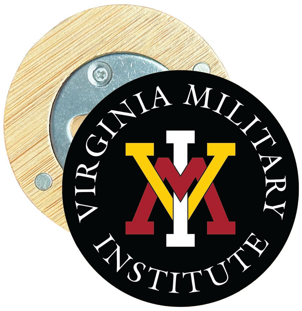 VMI Keydets Round Wood Magnetic Bottle Opener 2.5