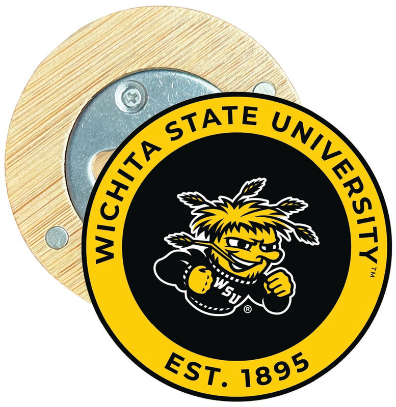 Wichita State Shockers Round Wood Magnetic Bottle Opener 2.5" Officially Licensed Collegiate Product Single