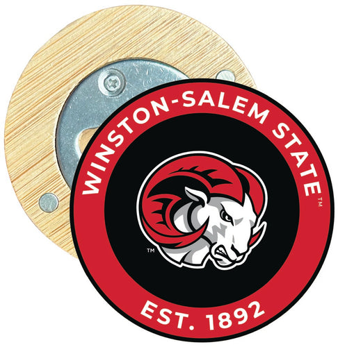 Winston-Salem State Round Wood Magnetic Bottle Opener 2.5