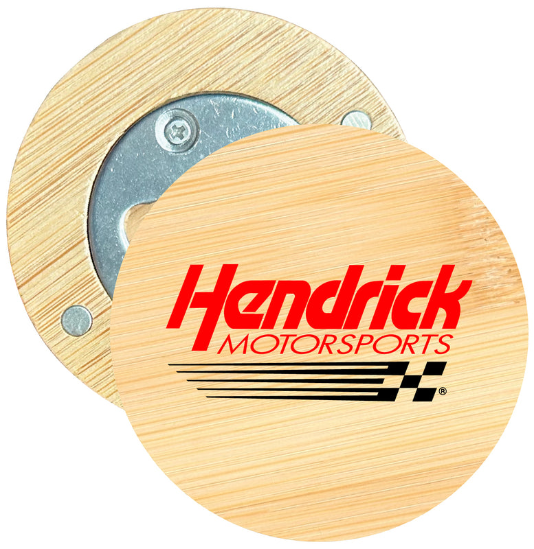 Hendrick Motorsports Nascar Offic. Licensed Round Wood Magnetic Bottle Opener 2.5" 