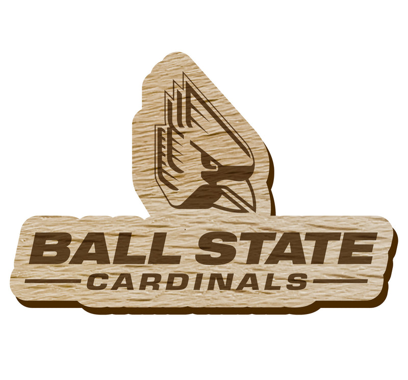 Ball State University Officially Licensed Precision-Cut Wooden Magnet – Printed or Engraved Logo Etched