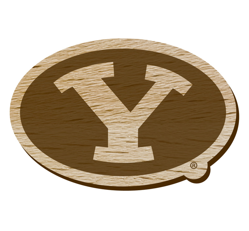 Brigham Young Cougars Officially Licensed Precision-Cut Wooden Magnet – Printed or Engraved Logo Etched
