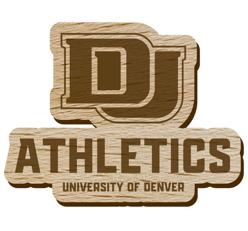 University of Denver Pioneers Officially Licensed Precision-Cut Wooden Magnet – Printed or Engraved Logo Etched