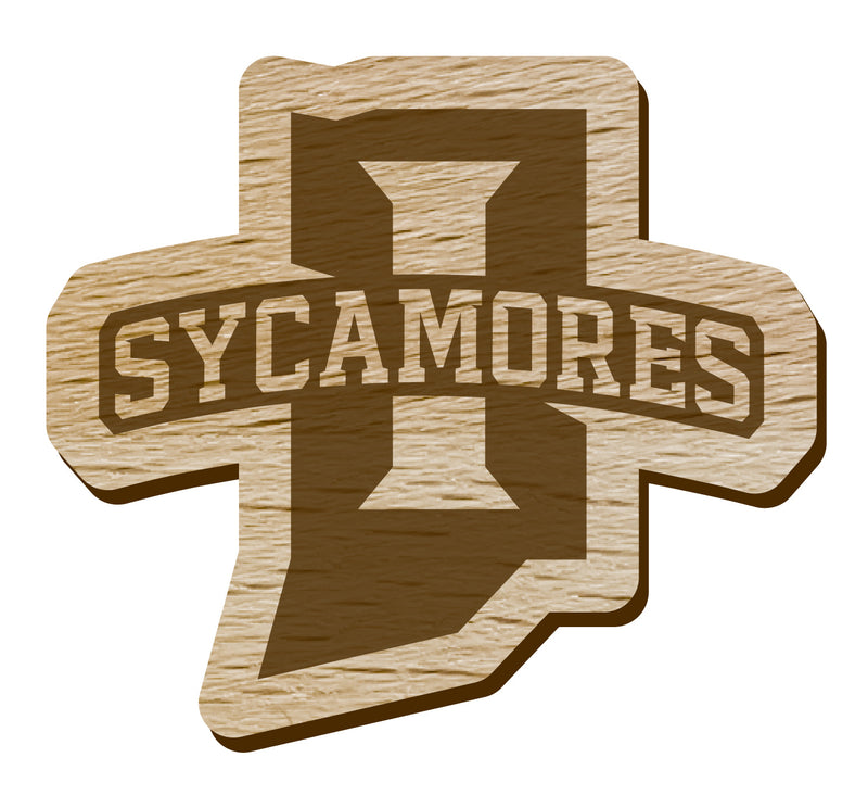 Indiana State University Officially Licensed Precision-Cut Wooden Magnet – Printed or Engraved Logo Etched