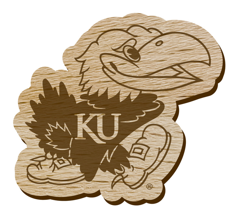 Kansas Jayhawks Officially Licensed Precision-Cut Wooden Magnet – Printed or Engraved Logo Etched
