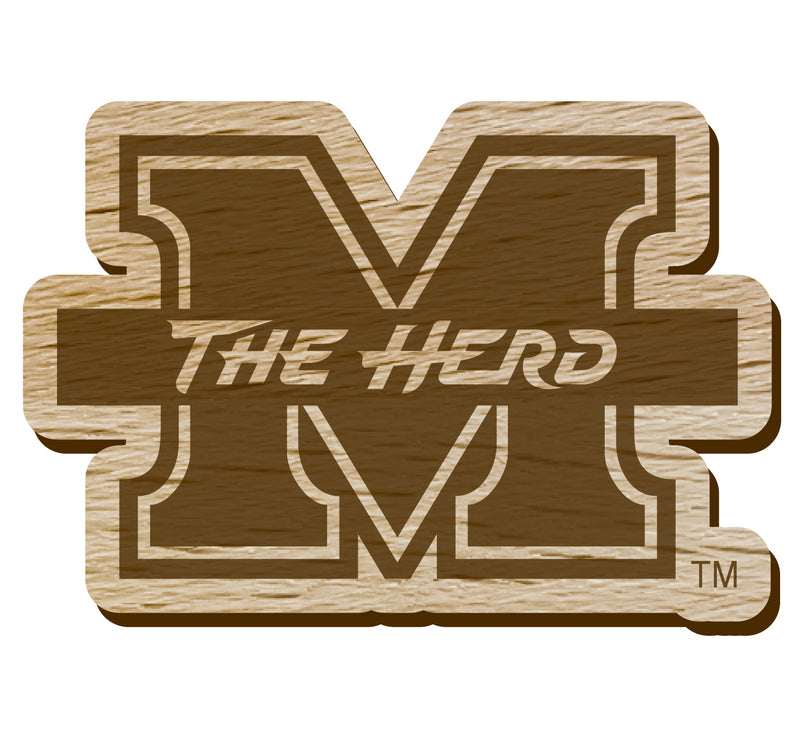 Marshall Thundering Herd Officially Licensed Precision-Cut Wooden Magnet – Printed or Engraved Logo Etched
