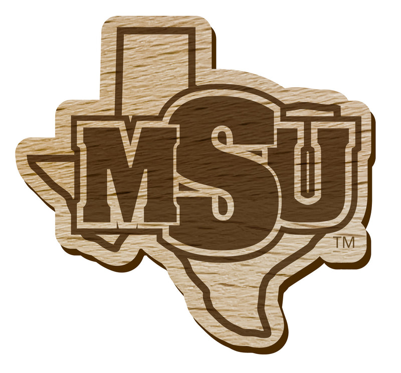 Midwestern State University Mustangs Officially Licensed Precision-Cut Wooden Magnet – Printed or Engraved Logo Etched