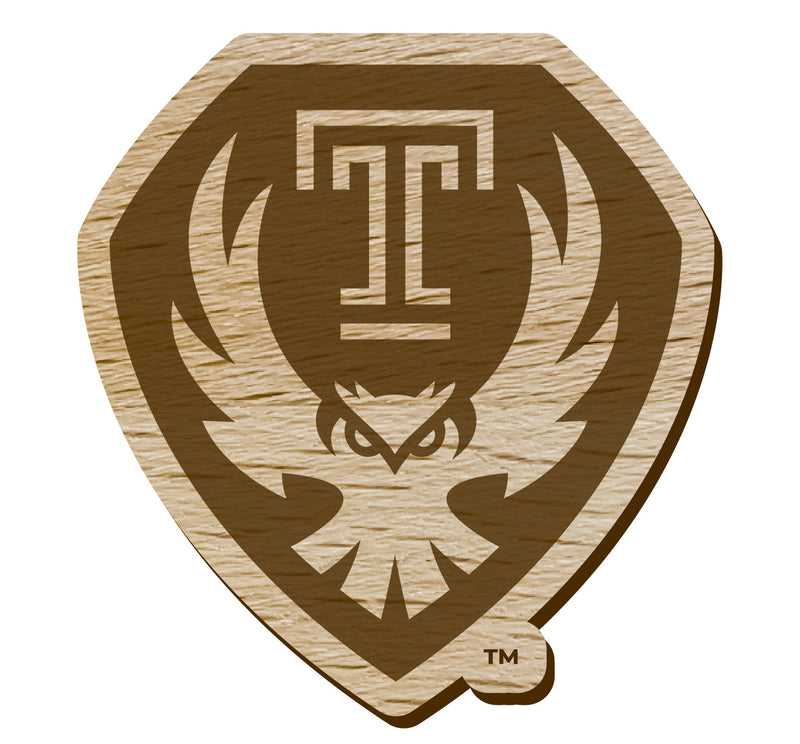 Temple University Officially Licensed Precision-Cut Wooden Magnet – Printed or Engraved Logo Etched