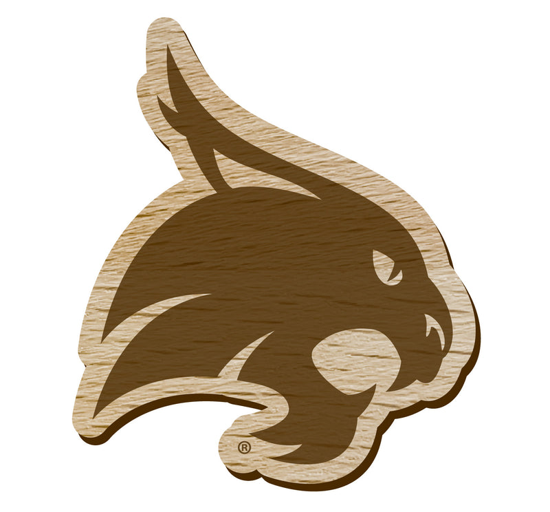Texas State Bobcats Officially Licensed Precision-Cut Wooden Magnet – Printed or Engraved Logo Etched