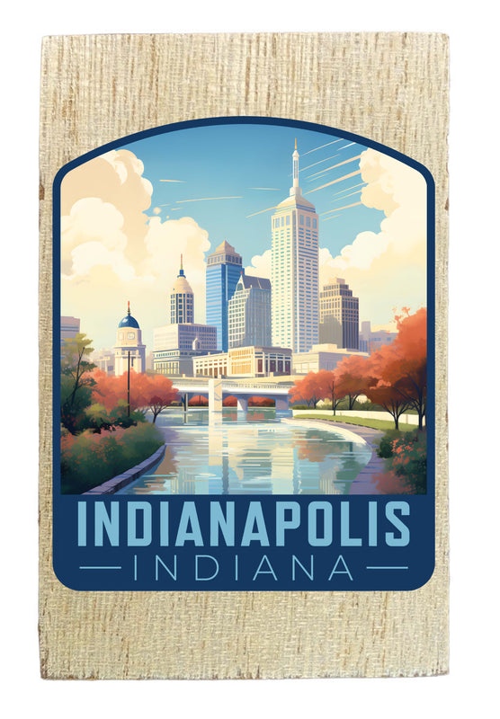 Indianapolis Indiana Design A Souvenir Wooden 2" x 3" Fridge Magnet 2-Pack