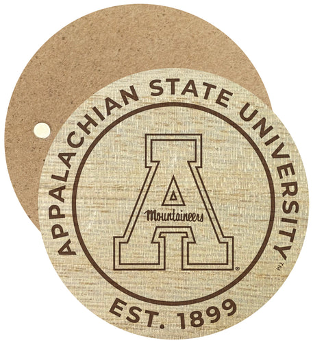 Appalachian State Engraved Round Wooden 2.5