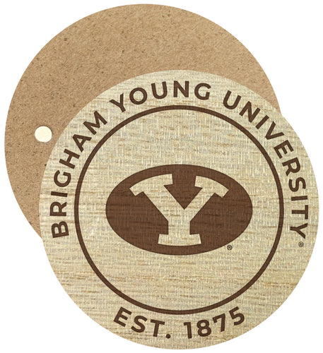 Brigham Young Cougars Engraved Round Wooden 2.5