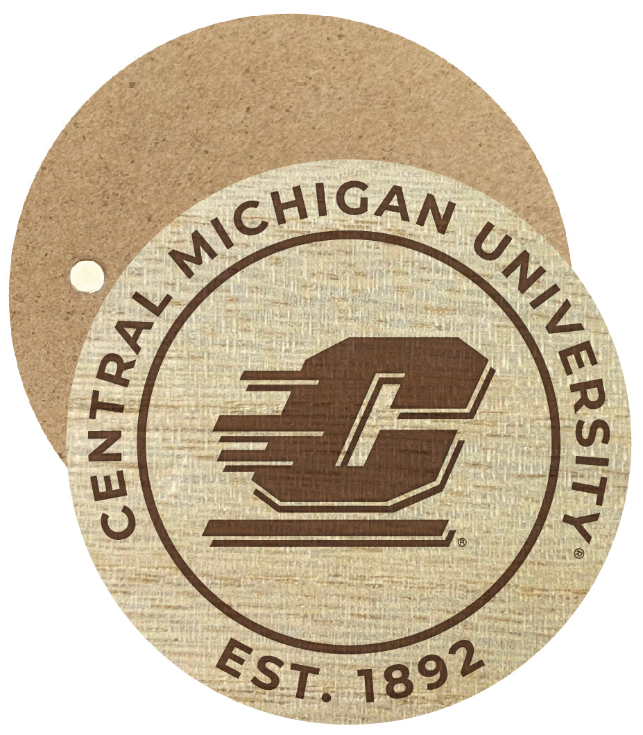 Central Michigan University Engraved Round Wooden 2.5