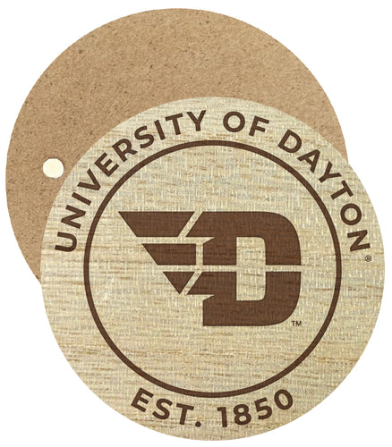 Dayton Flyers Engraved Round Wooden 2.5