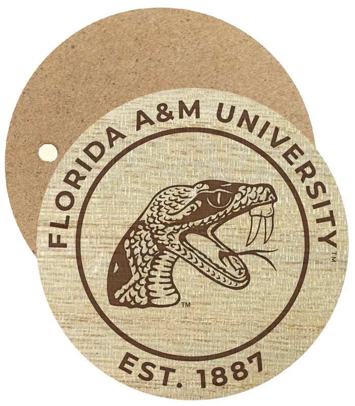 Florida A&M Rattlers Engraved Round Wooden 2.5" Fridge Magnet Officially Licensed Collegiate Product 4-Pack