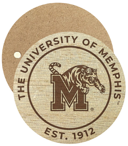 Memphis Tigers Engraved Round Wooden 2.5
