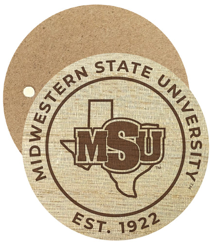 Midwestern State University Mustangs Engraved Round Wooden 2.5