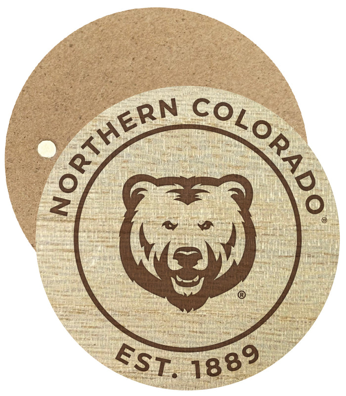 Northern Colorado Bears Engraved Round Wooden 2.5" Fridge Magnet Officially Licensed Collegiate Product 4-Pack
