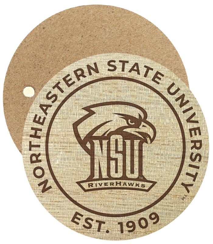 Northeastern State University Riverhawks Engraved Round Wooden 2.5" Fridge Magnet Officially Licensed Collegiate Product Single