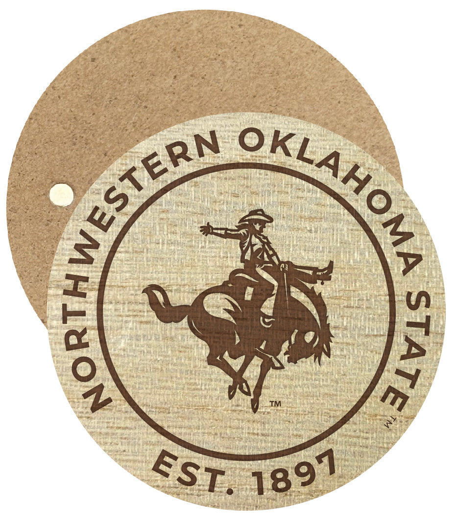 Northwestern Oklahoma State University Engraved Round Wooden 2.5